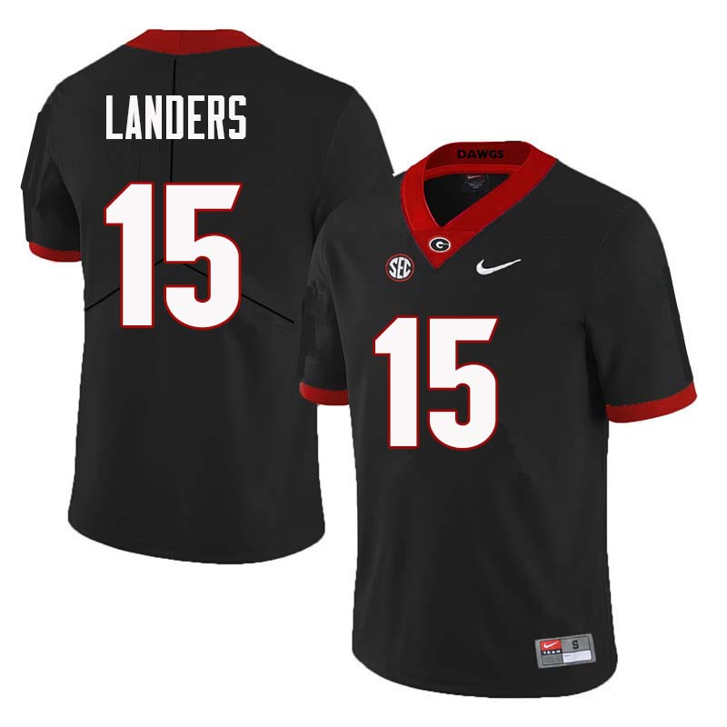 Men Georgia Bulldogs #15 Matt Landers College Football Jerseys Sale-Black - Click Image to Close